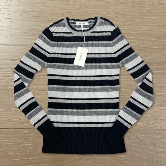 NWT Frame Denim Panel Stripe Crew Long Sleeve Top - Picture 5 of 11